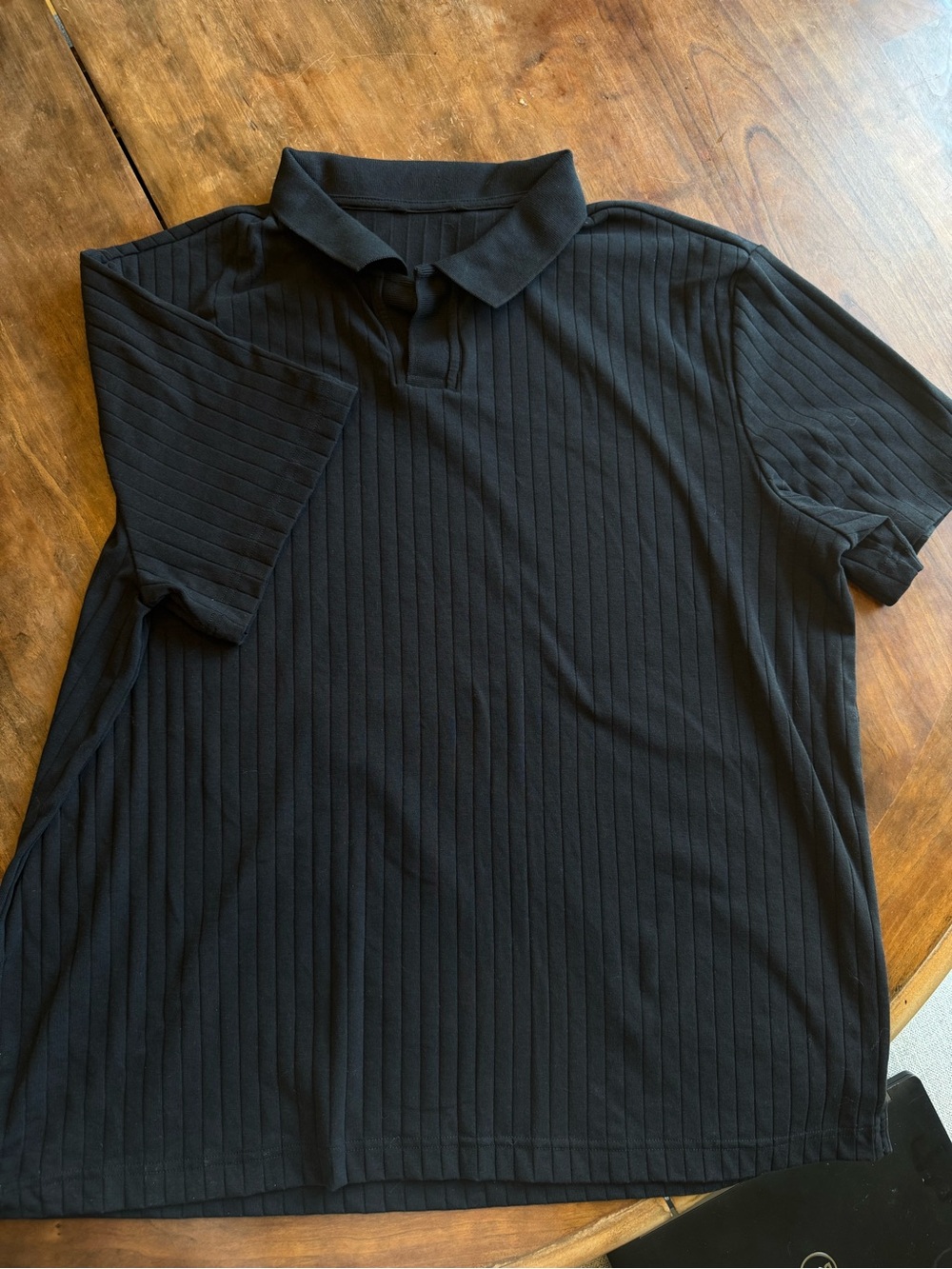 BYLT Basics Black Ribbed Polo